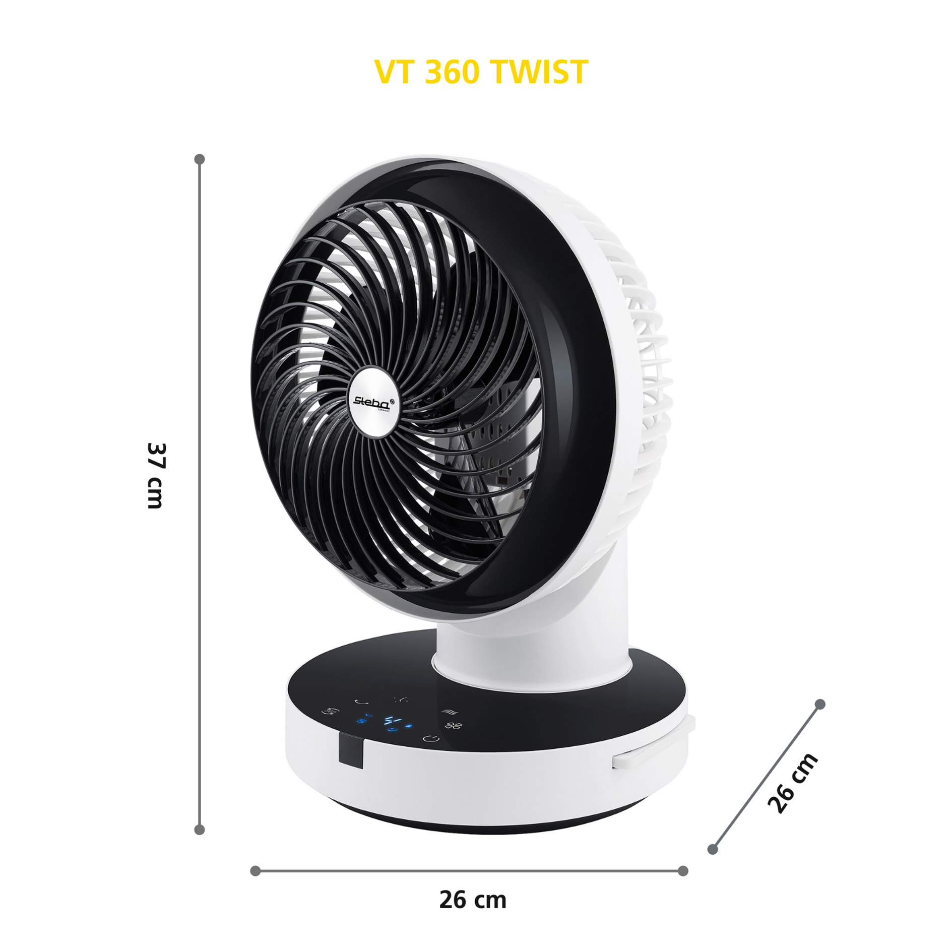 STEBA Tischventilator VT 360 Twist - weiß-schwarz - mit Fernbedienung