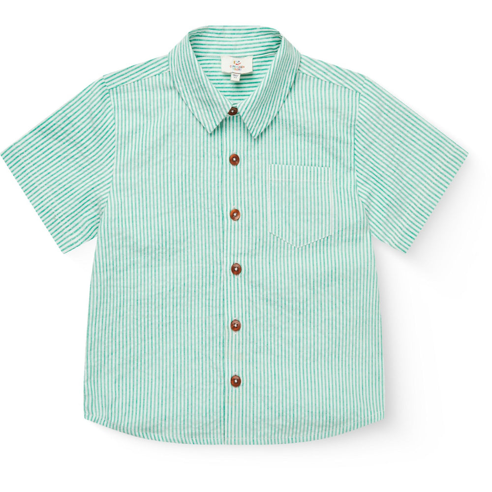 Køb COPENHAGEN COLORS Sharp Green W Cream Stripe Seersucker Ss Skjorte