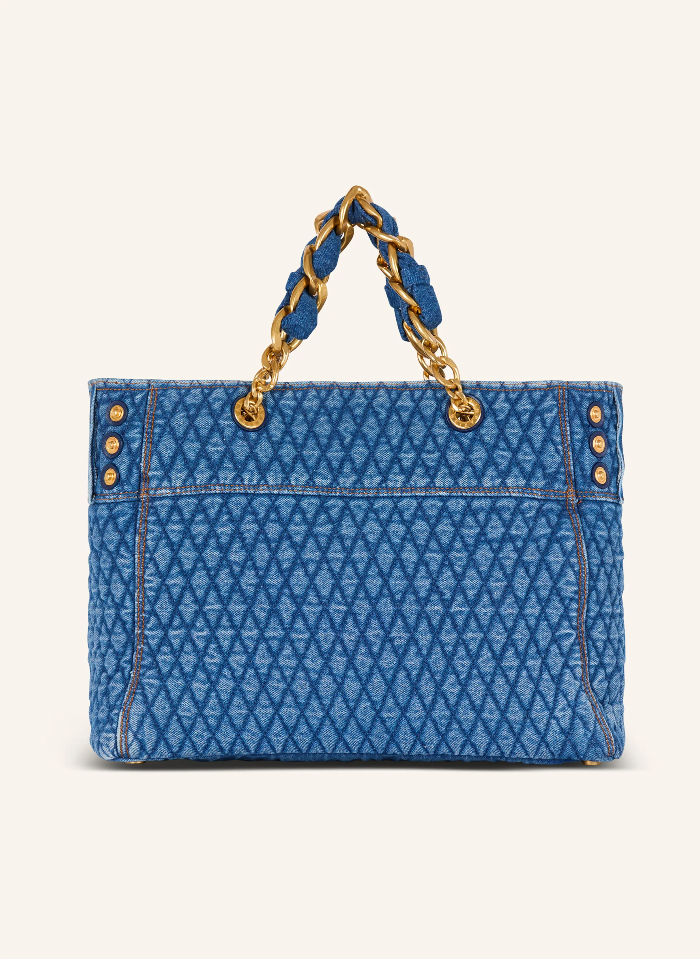 BALMAIN Shopper 1945 Soft aus gestepptem Denim mit Diamond-Muster