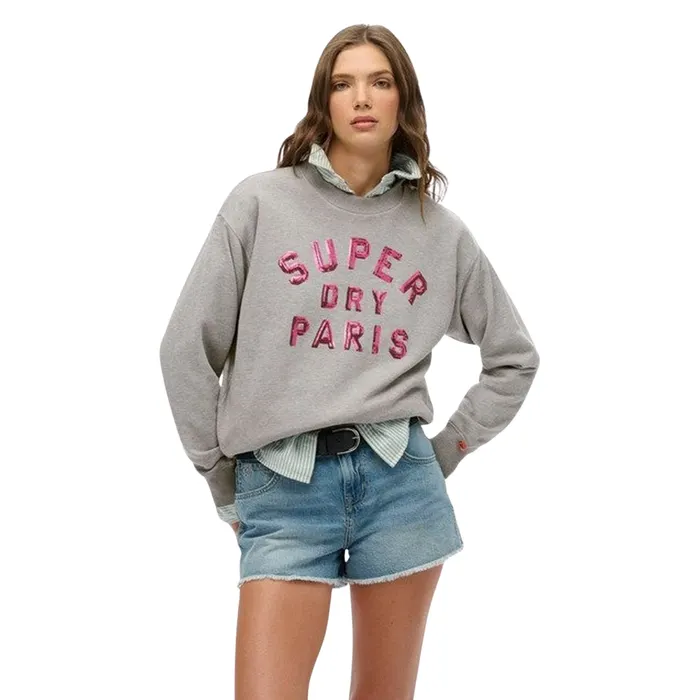 Superdry Embellished Varsity Loose Crew Sweater Dames
