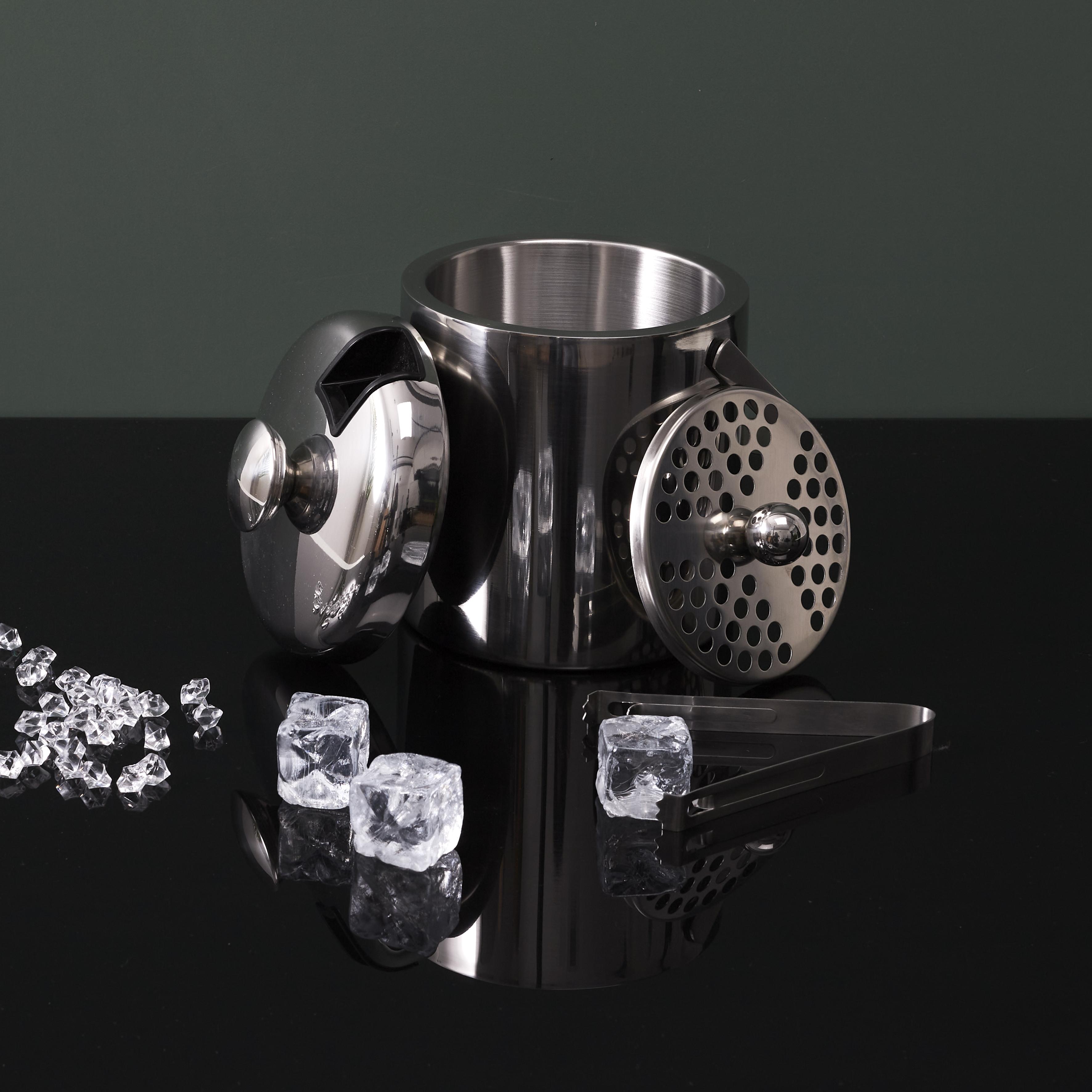 SEAU GLACE METAL COUVERCLE ET PINCE 1.3L