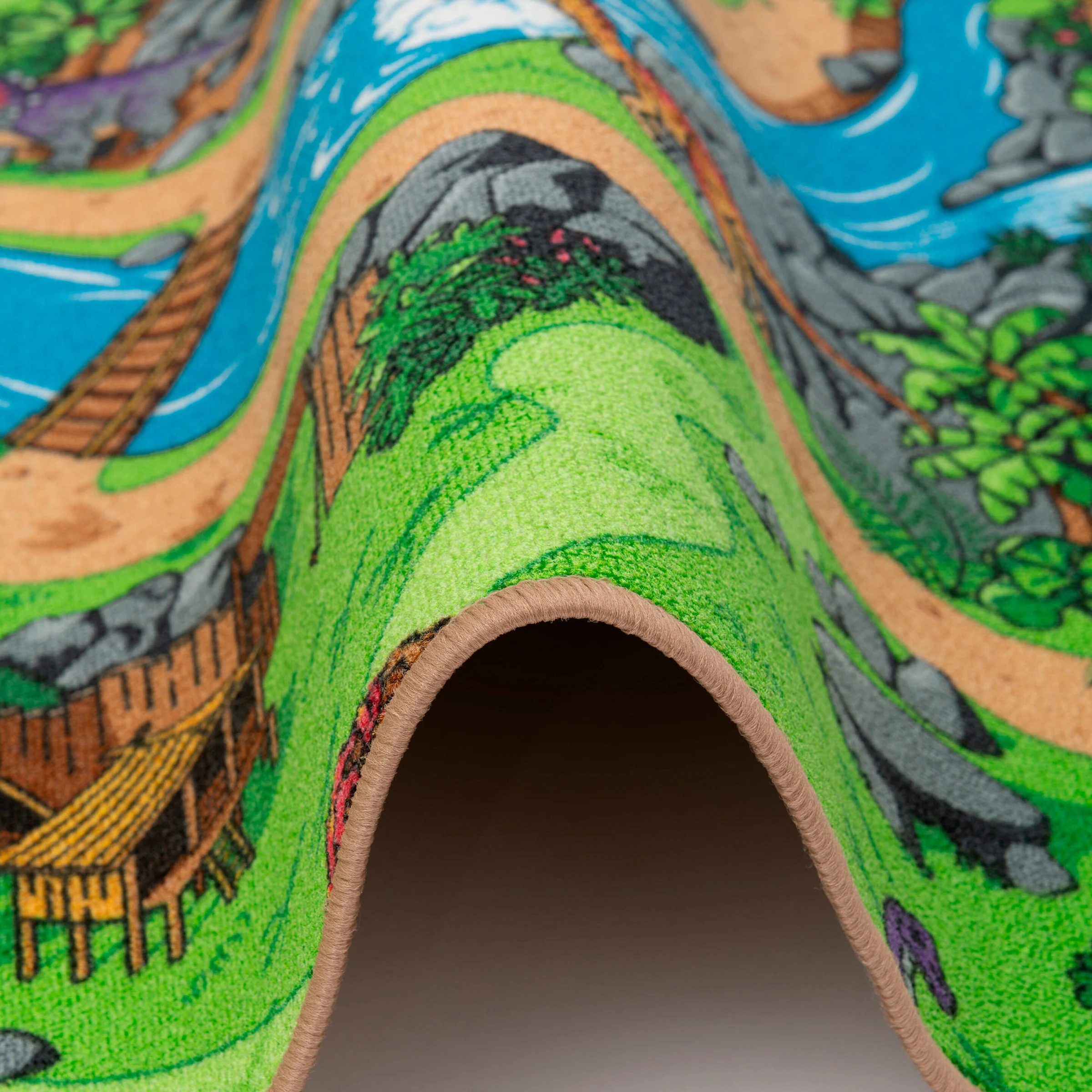 Pergamon Kinder Spiel Straßen Teppich Dino Welt Grün