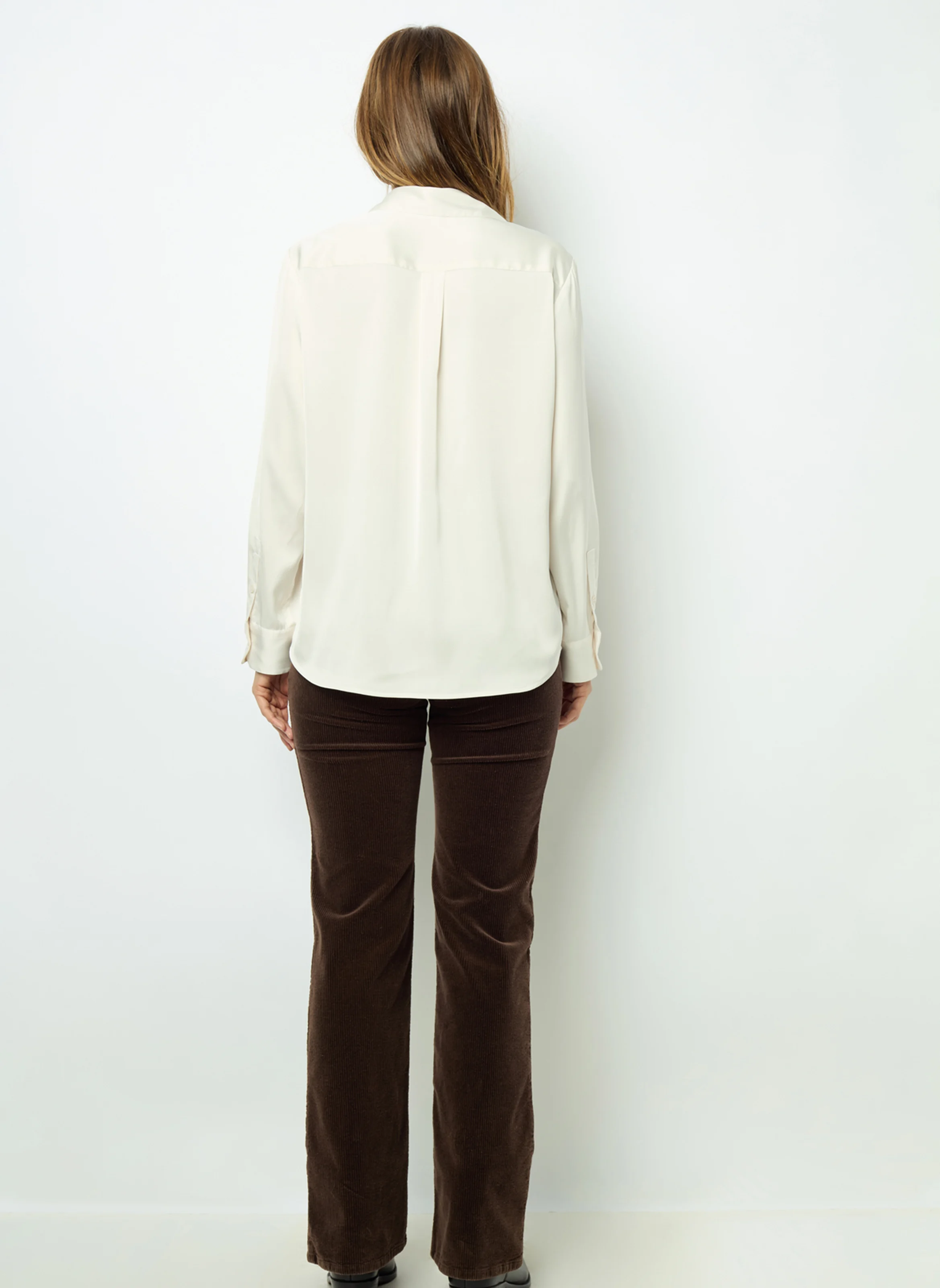 BRIGITTE - Blouse droite fluide satinée| Blanc