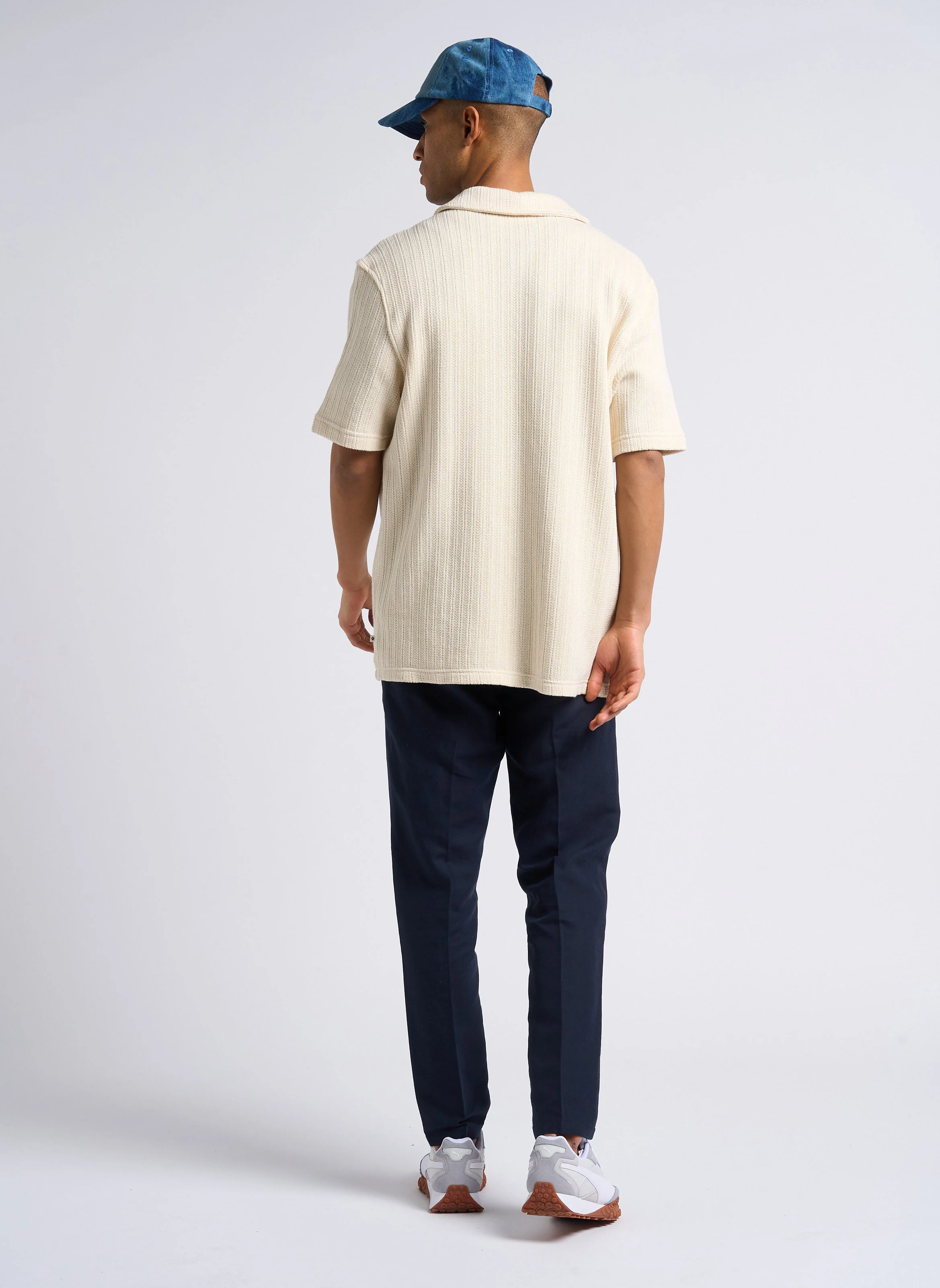 SMITHY - Pantalon slim en coton bio et lin | Bleu