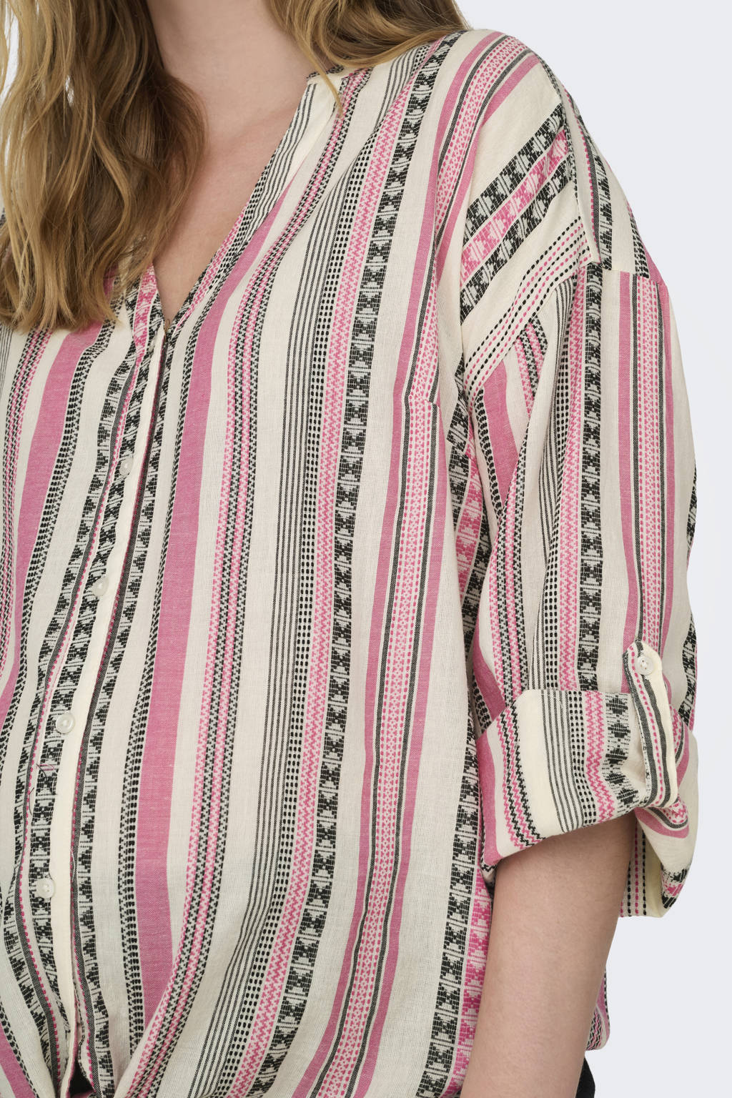 ONLY MATERNITY zwangerschapsblouse OLMLOUISE met all over print roze/ecru