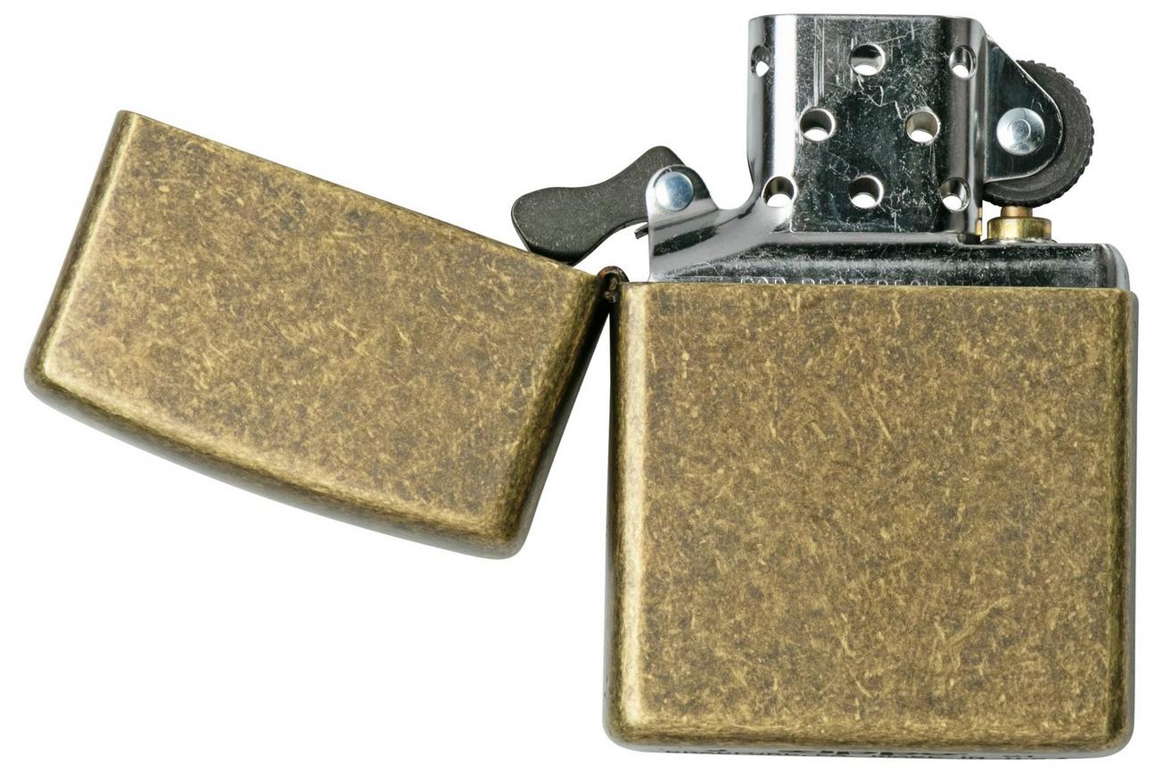 Zippo Flat Bottom Antique Brass 60001567 messing, aansteker