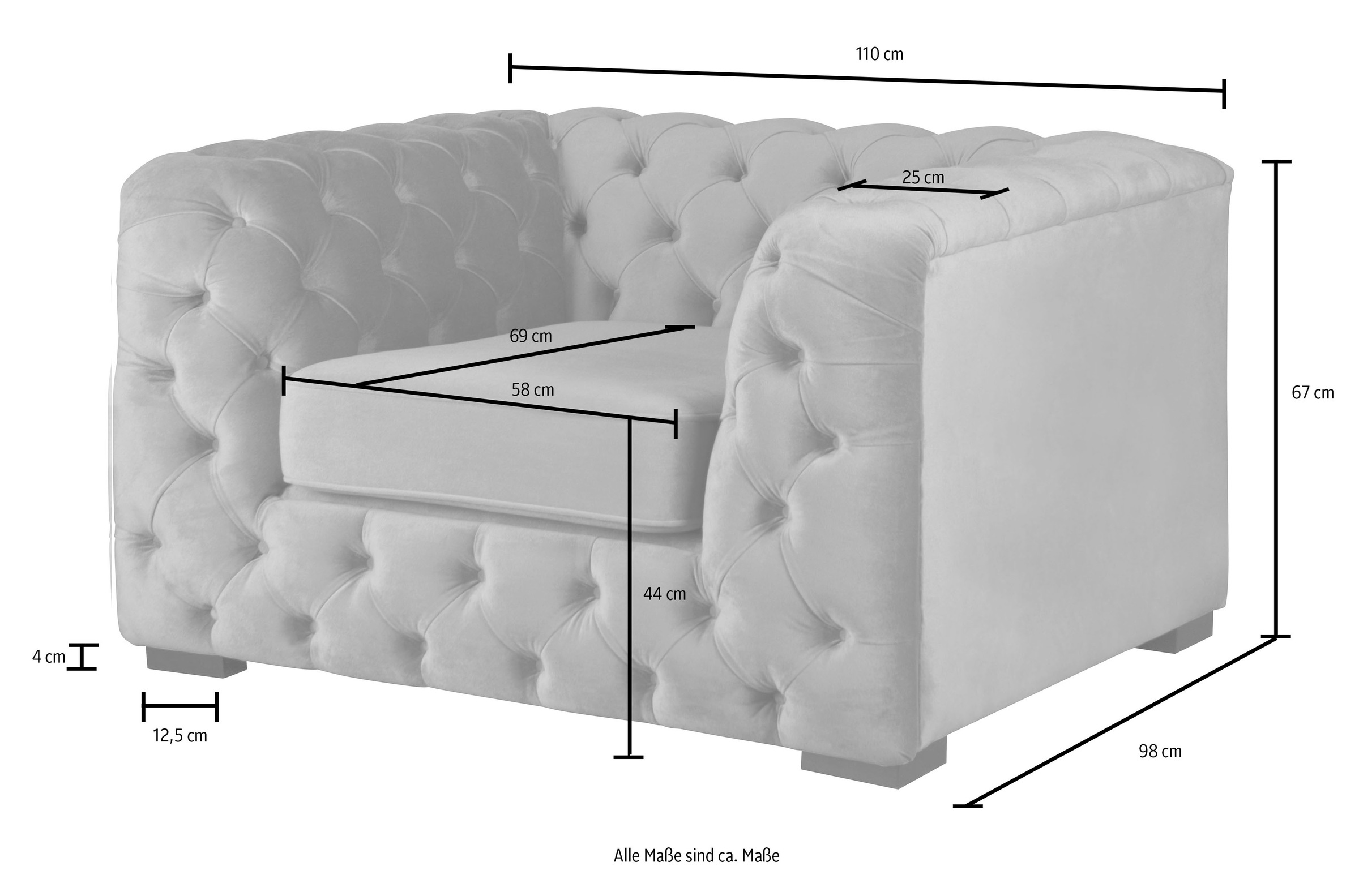 Home affaire Chesterfield-Sessel »Kalina Sessel« mit klassischer Chesterfield-Knopfheftung, sehr hochwertige Qualität