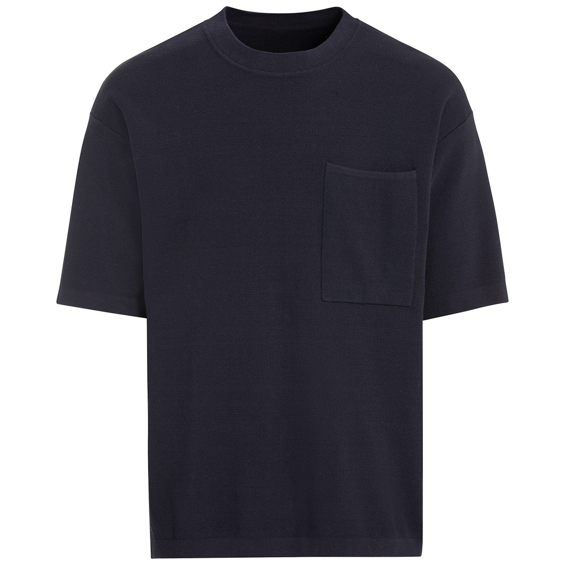 Jonas Nielsen Herren Strick-T-Shirt mit Brusttasche dunkelblau