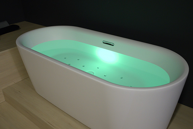 Riho Desire half vrijstaand bubbelbad sparkle mood links 170x77cm wit glans met LED-strip