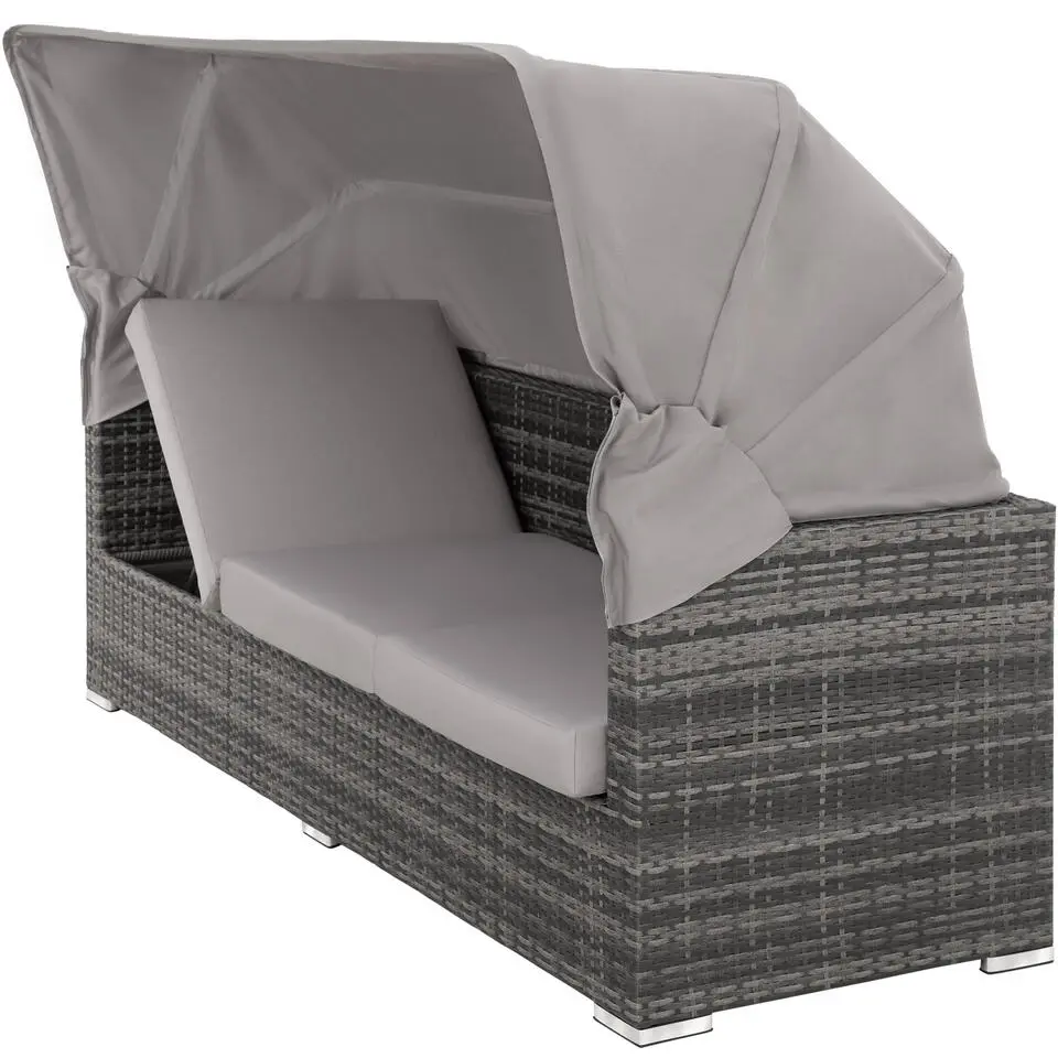 tectake Wicker loungeset San Marino met aluminium frame, Grijs