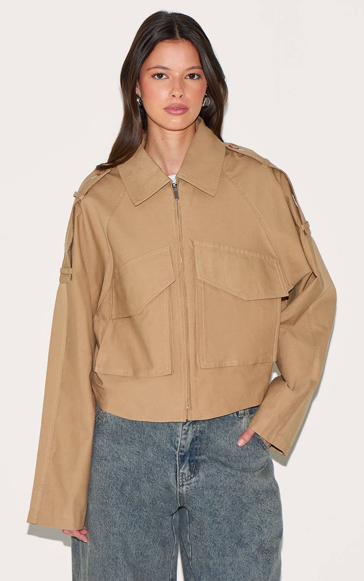 Camel Veste Courte Zippée Jaune Beurre Avec Détails Trench