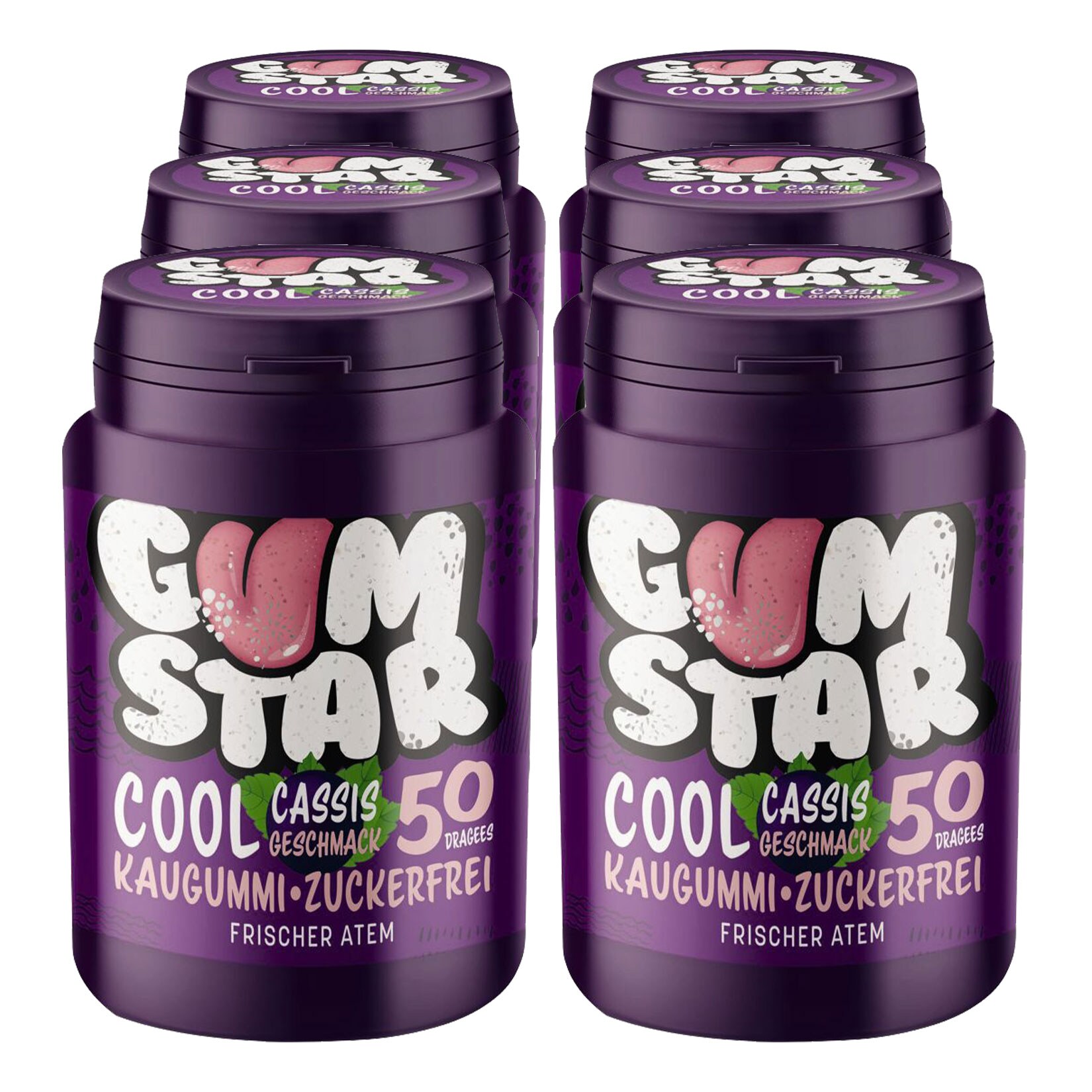 Gumstar Cool Cassis Kaugummi 50 Stück, 6er Pack