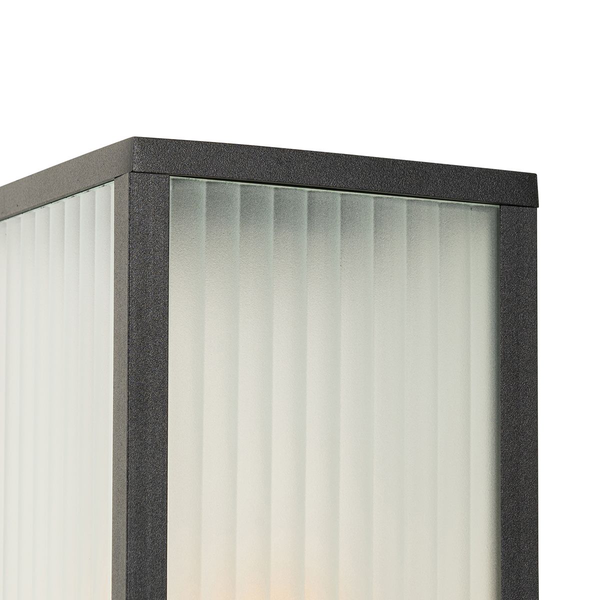 Smart staande buitenlamp zwart met ribbel glas 80 cm incl. Wifi A60 - Charlois
