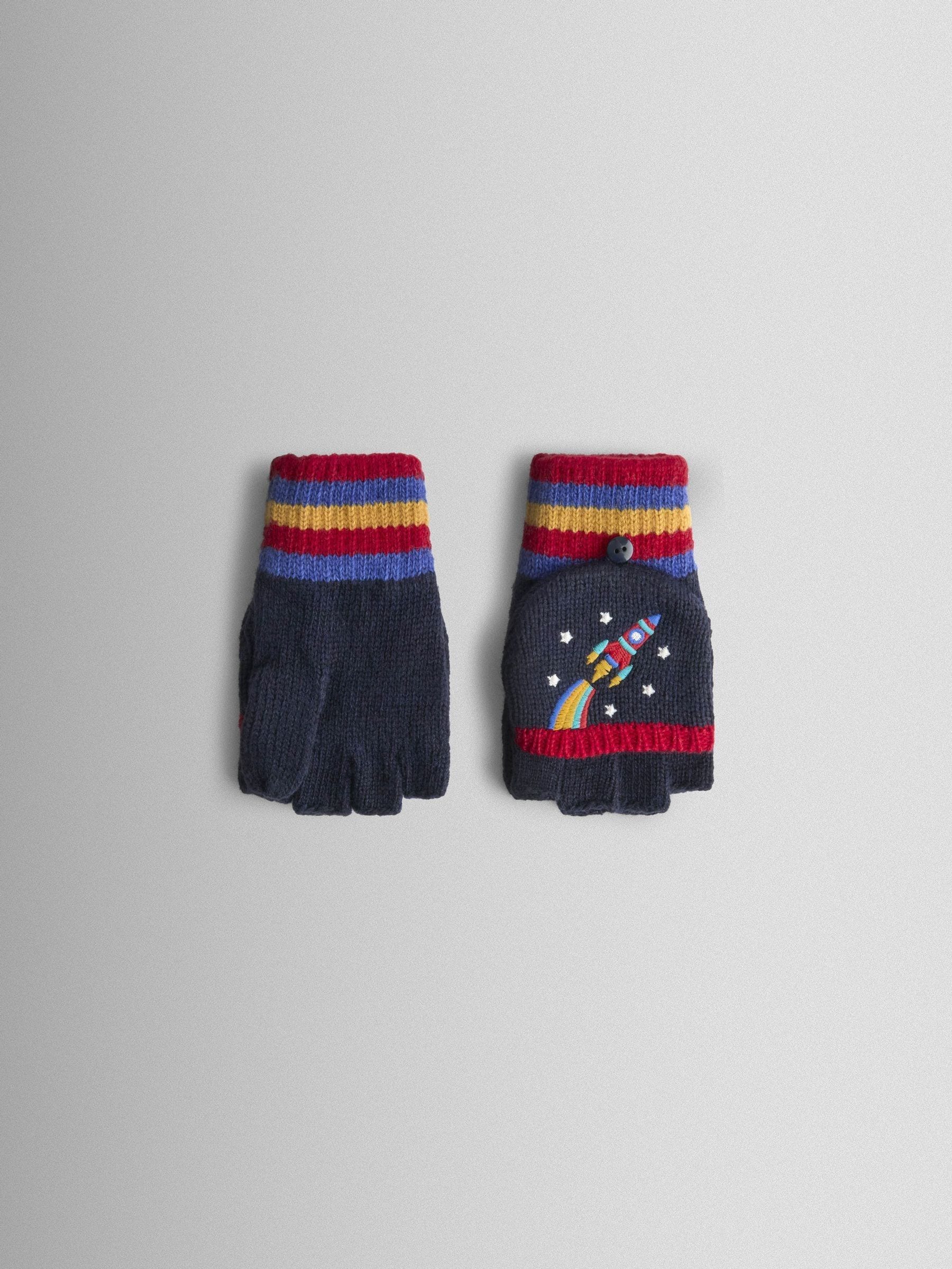 Marineblauw met raket - JoJo Maman Bébé - Wanten met fleecevoering