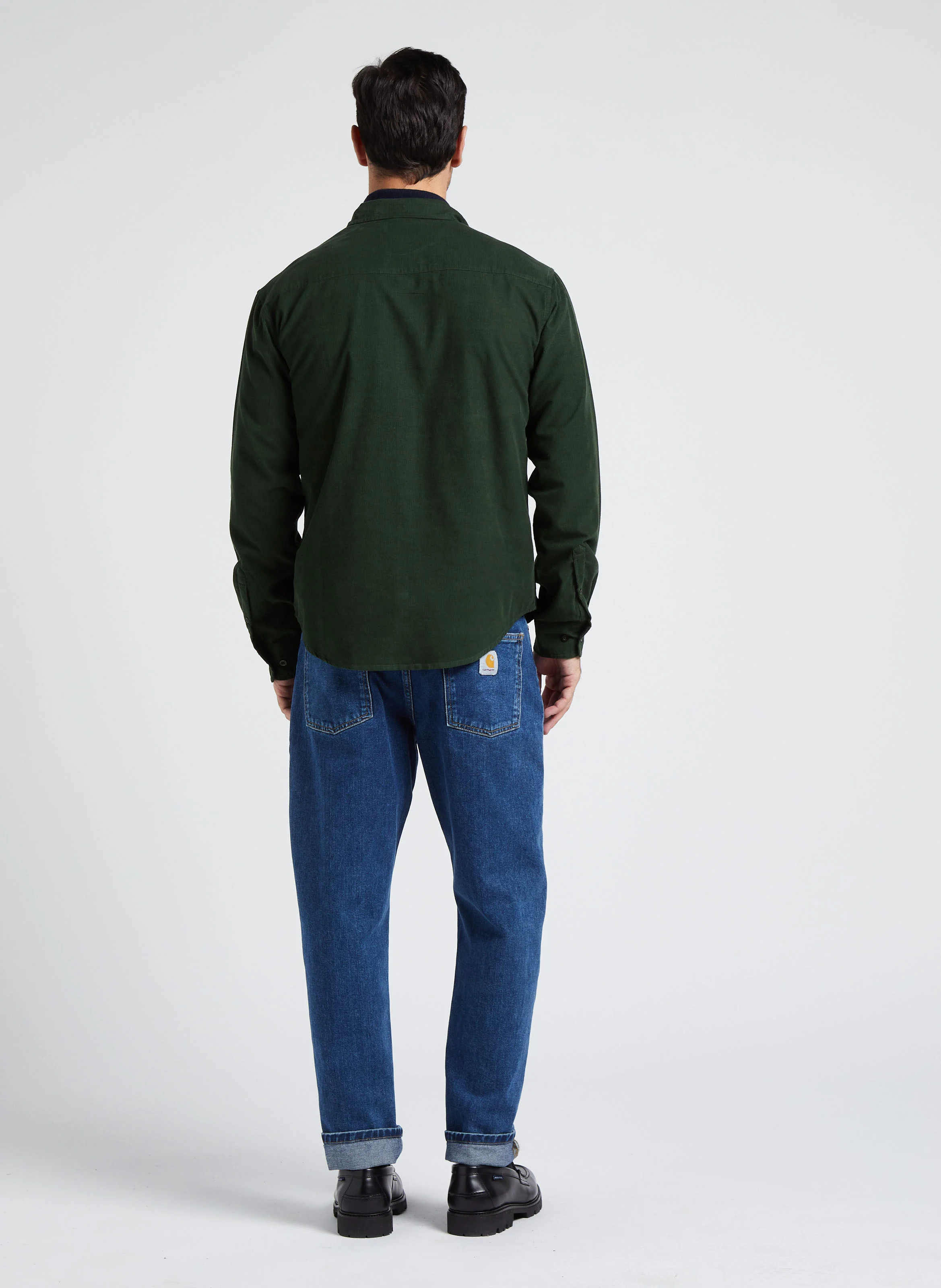 ANT - Chemise à col classique droite en velours côtelé | Vert