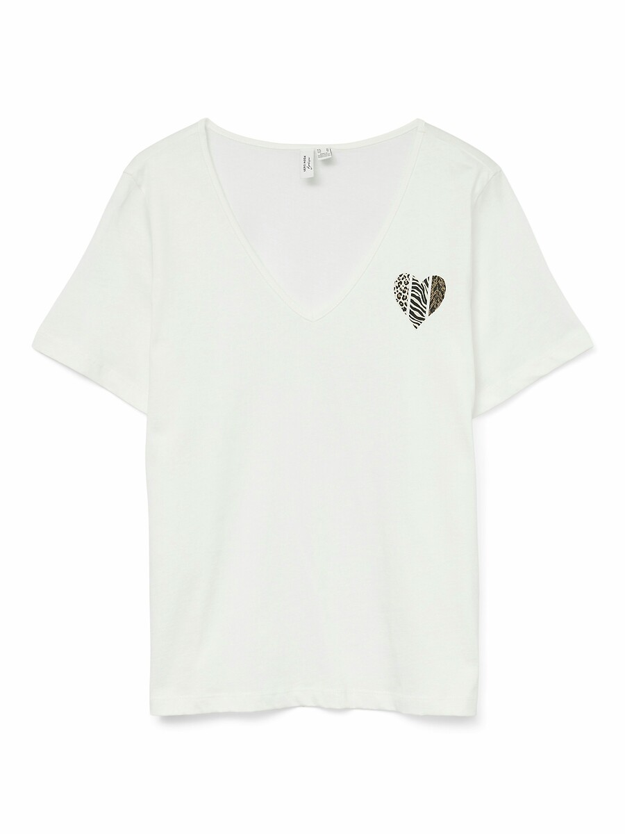 VERO MODA<br>Camiseta com decote em V e coração no peito