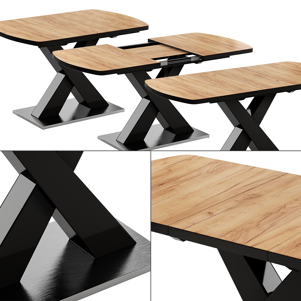 Vicco Esstisch Chinto Eiche Schwarz 120 x 80 cm