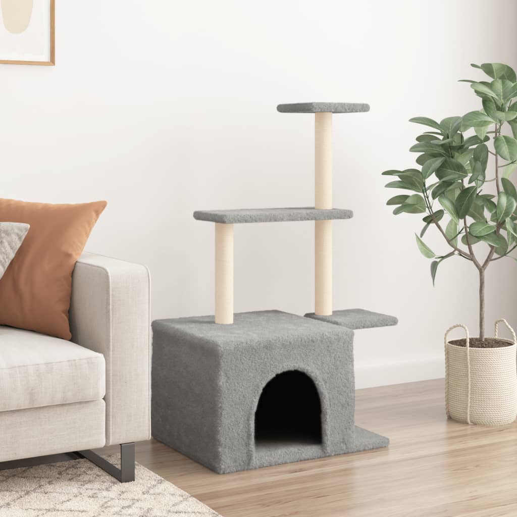 Arranhador para gatos vidaXL com postes de sisal cinza claro, 110 cm