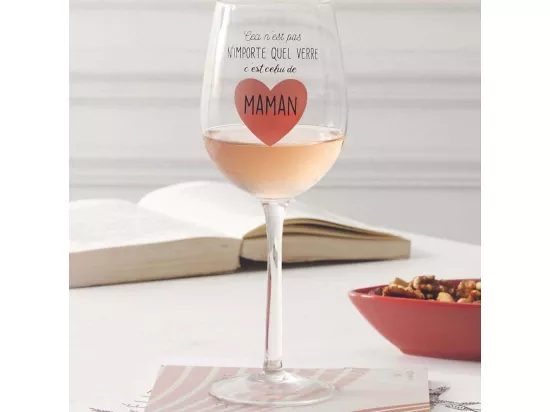 Verre à vin avec inscription Humour Maman