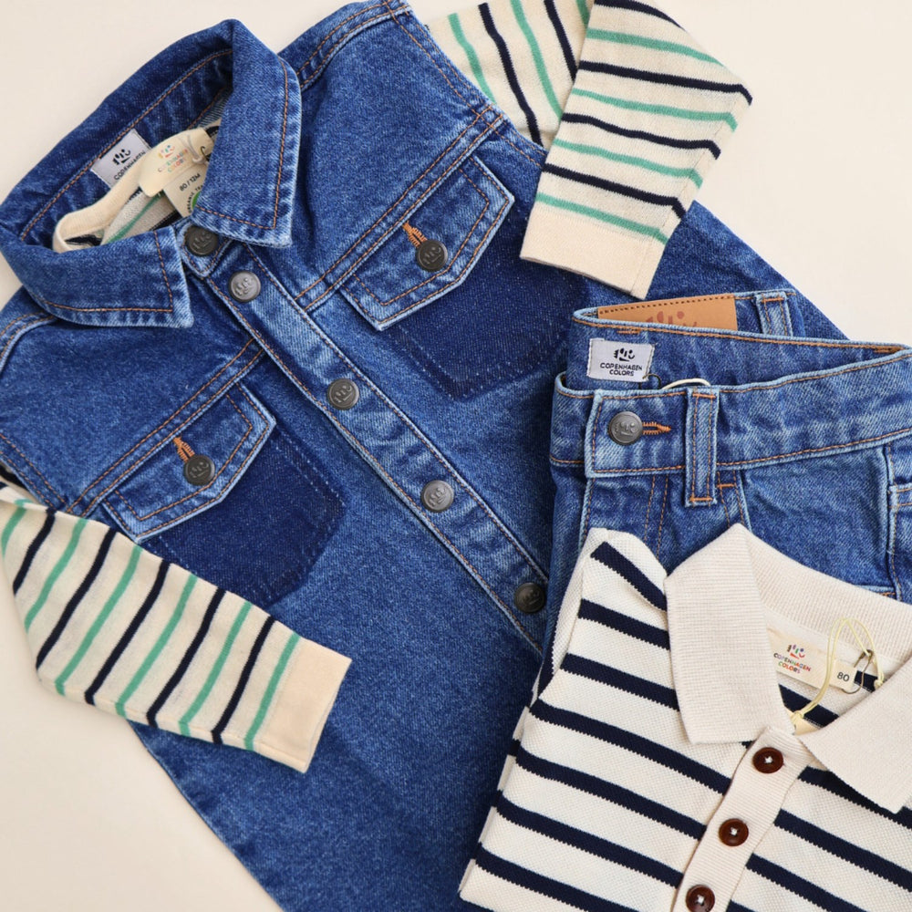 Køb COPENHAGEN COLORS Indigo Blue Washed Organic Boyish Denim Vest