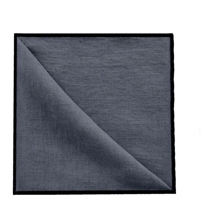 Communauté de biens Serviette de table en Lin lavé-surfilée - Set de 4 | Bleu Tempête
