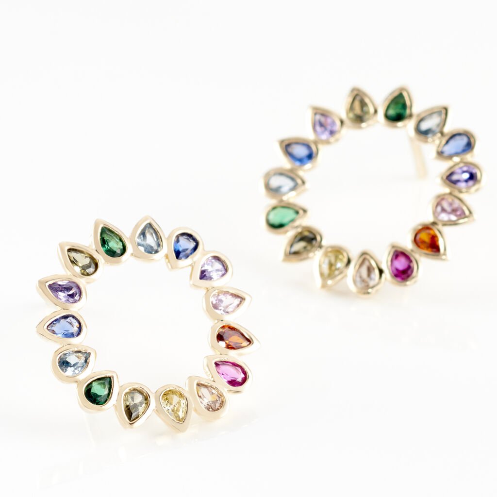 Boucles D'oreilles Pendantes Plaqué Or Jaune Ethem Pierres