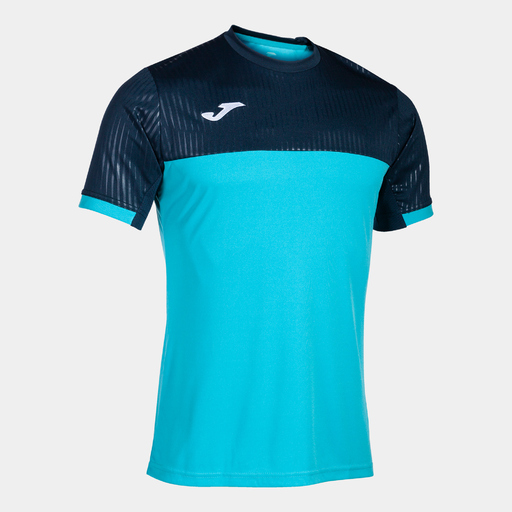 Camiseta de manga curta Joma Montreal, turquesa fluorescente/azul marinho
