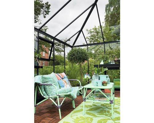 JULIANA Oasis kas, 3 mm veiligheidsglas, 368 x 368 cm, antraciet/zwart