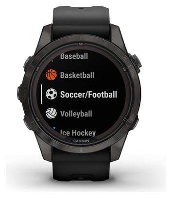 Montre de Sport Garmin Fenix 7S Pro Sapphire Solar Titane Noir Carbon Gris