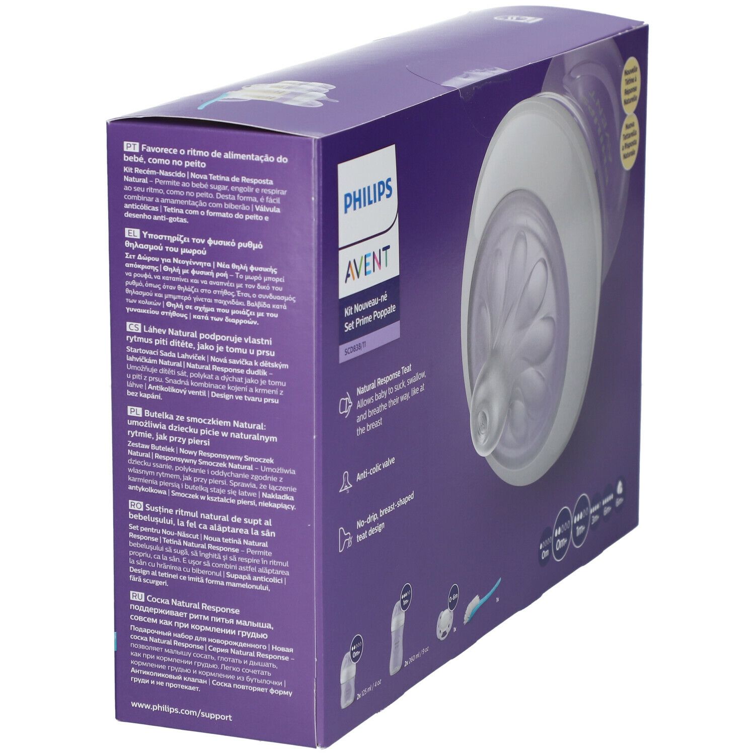 Philips Avent Babyflaschen Natural Response, Geschenkset für Neugeborene – 4 Babyflaschen