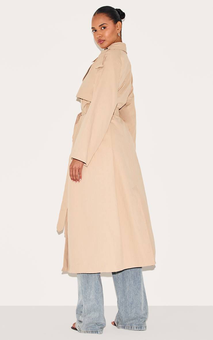 Beige Trench-coat Ceinturé À Double Boutonnage