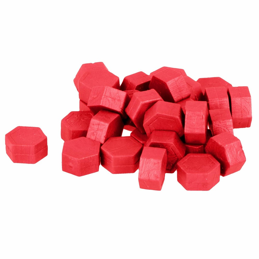 Perles de cire hexagonales - vert clair + rouge