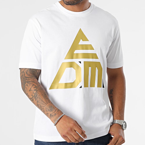 Tee Shirt Oversize Logo Blanc Doré