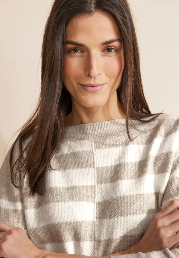 Pullover mit Streifenprint - spring sand melange