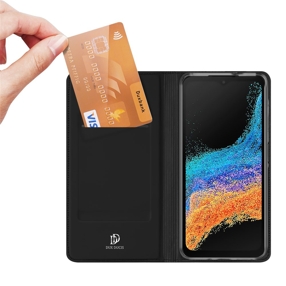 Samsung Galaxy XCover7 Pro Flip Wallet Cover Leder Tasche - Schwarz
