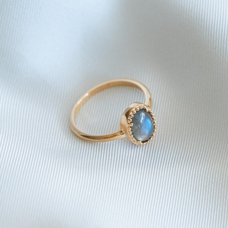 Bague Labradorite Plaqué Or Pierre Precieuse