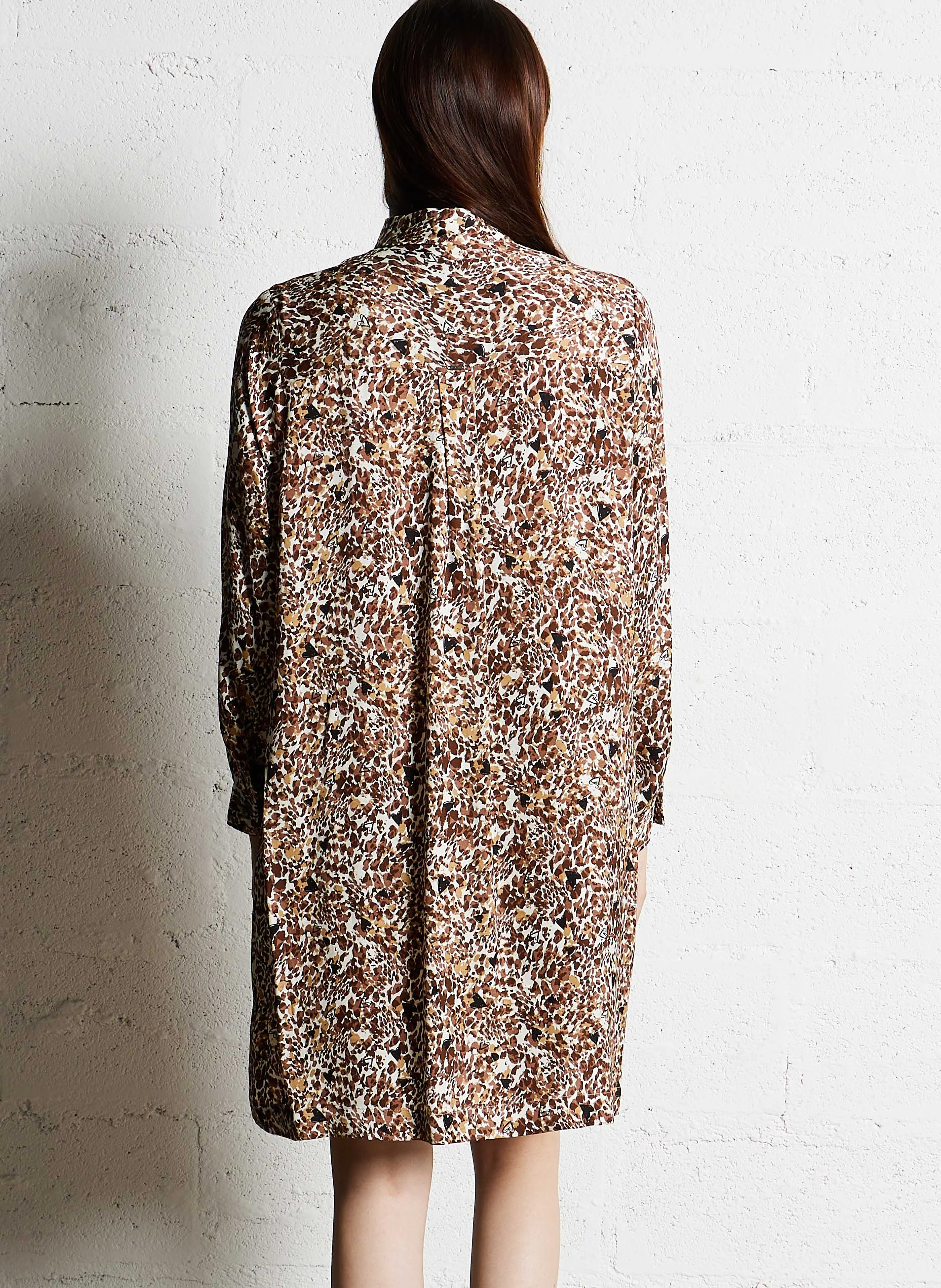 Robe col chemise fluide à imprimée | Blanc
