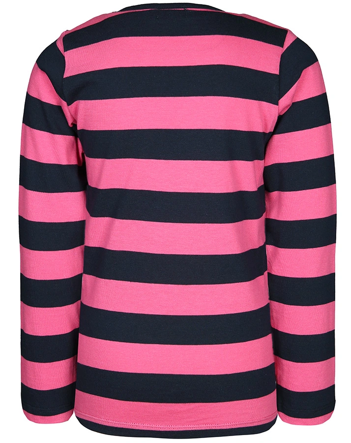 Langarm-Shirt NUMBER 5 gestreift in pink/dunkelblau