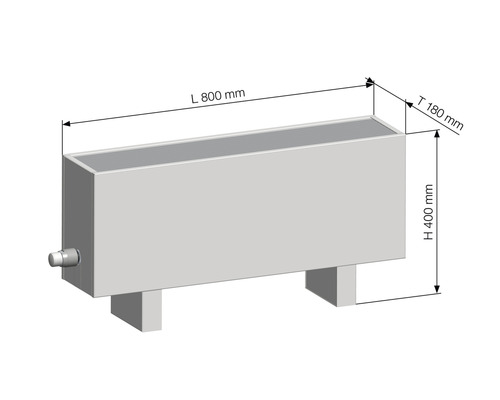 Vrijstaande convectorradiator KORALINE Optimal LKO H 400 x L 800 x D 180 mm wit incl. voeten