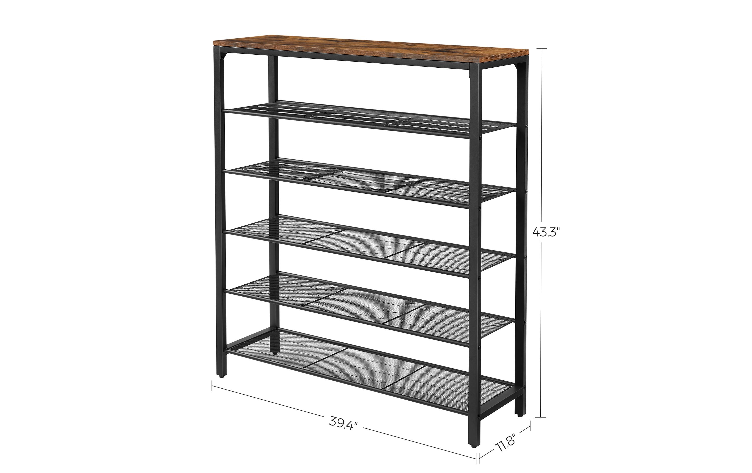 Schuhregal mit 5 Ablagen 100 x 110 cm, Braun/Schwarz<br>Schuhgestell