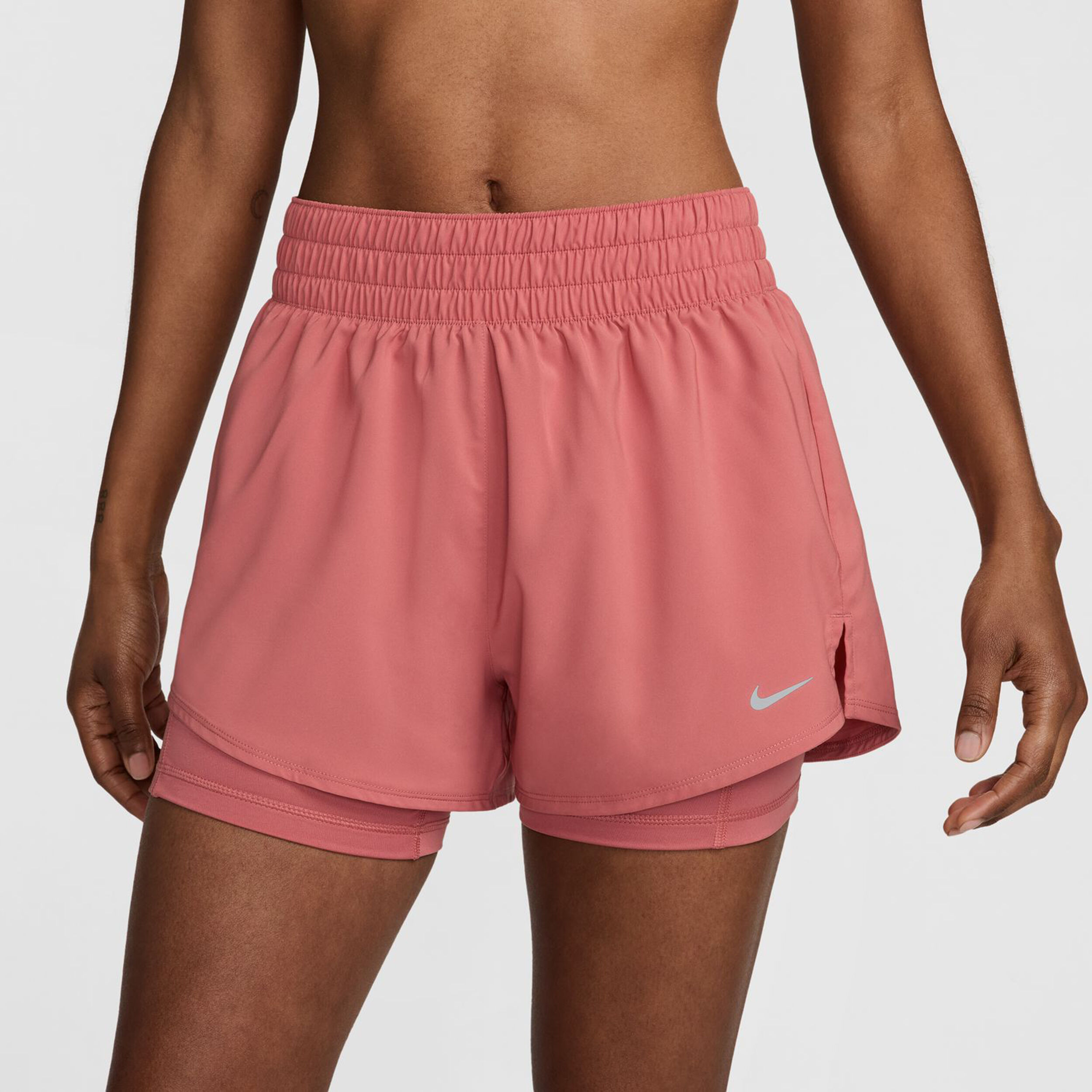 Nike Dri-Fit 3in High-Waisted 2in1 Shorts Femmes - Pink , Argent