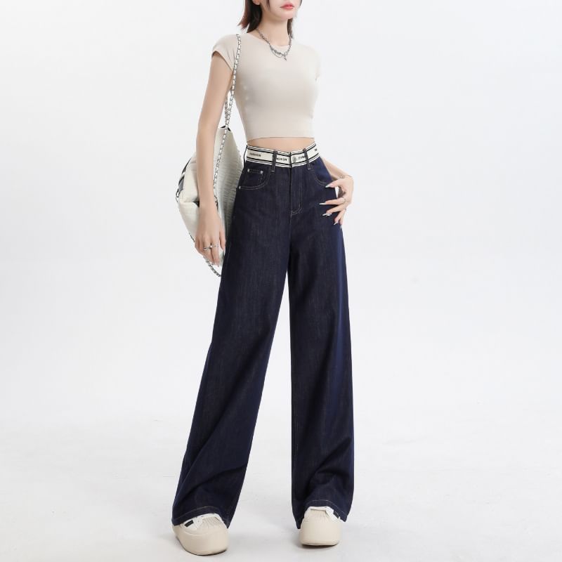Litoya - High Waist Lettering Wide Leg Jeans (Diverse ontwerpen)
