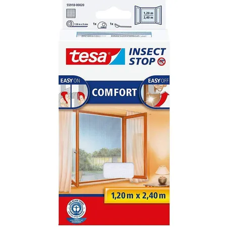 tesa Fliegengitter COMFORT für bodentiefe Fenster, weiß, 120 x 240 cm
