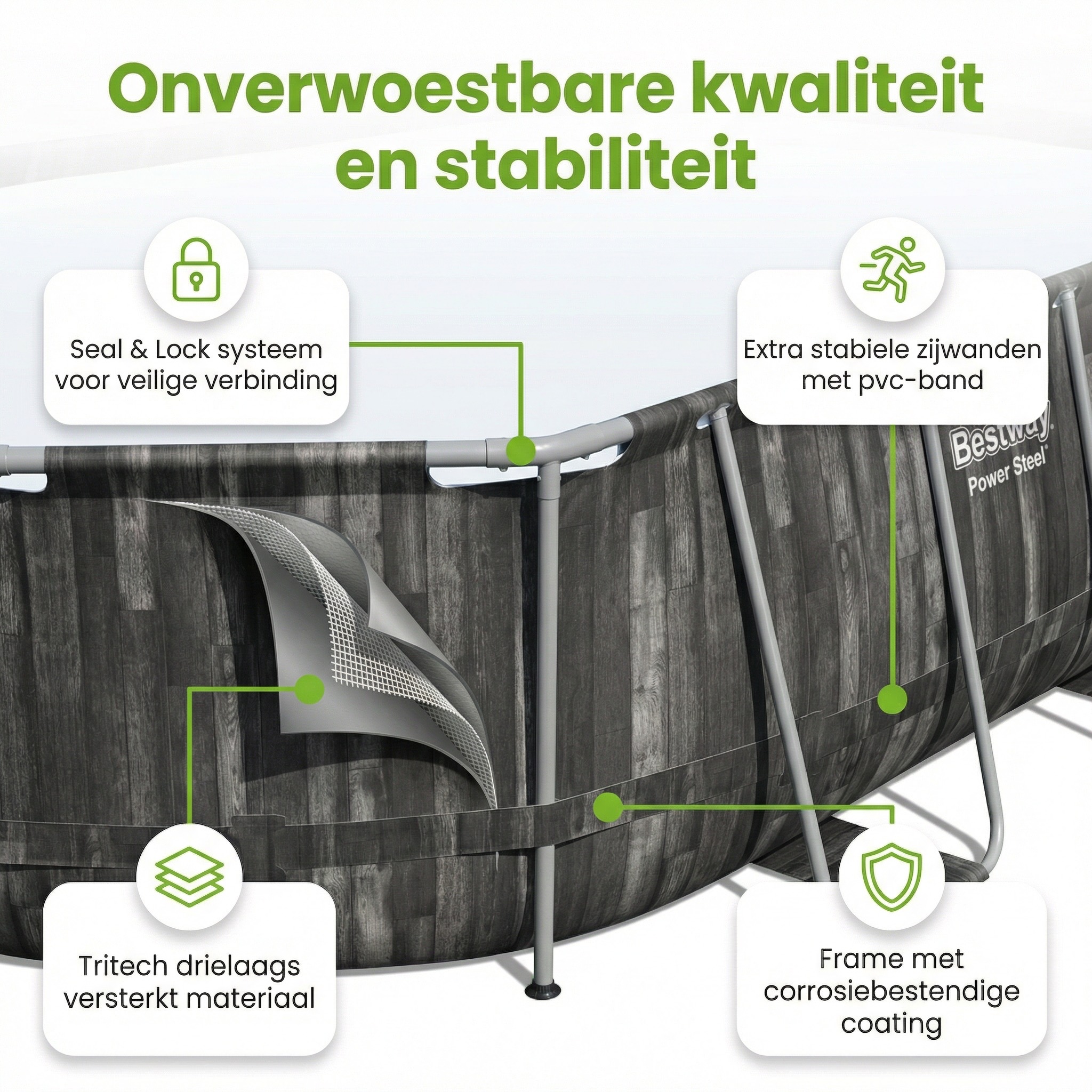 Bestway Power Steel 610x366x122cm Zwembad – 5-delig