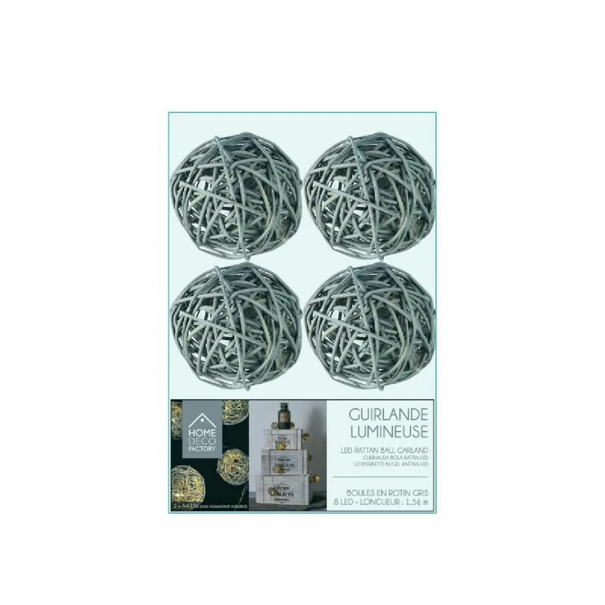 Paris Prix Guirlande Rotin - 156cm Gris