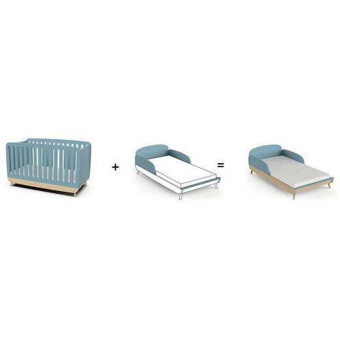 Lit bébé 70x140cm Evolutif FIRMIANA Bleu Orage - CBA Meubles