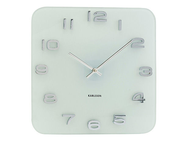 Wall clock Vintage white glass