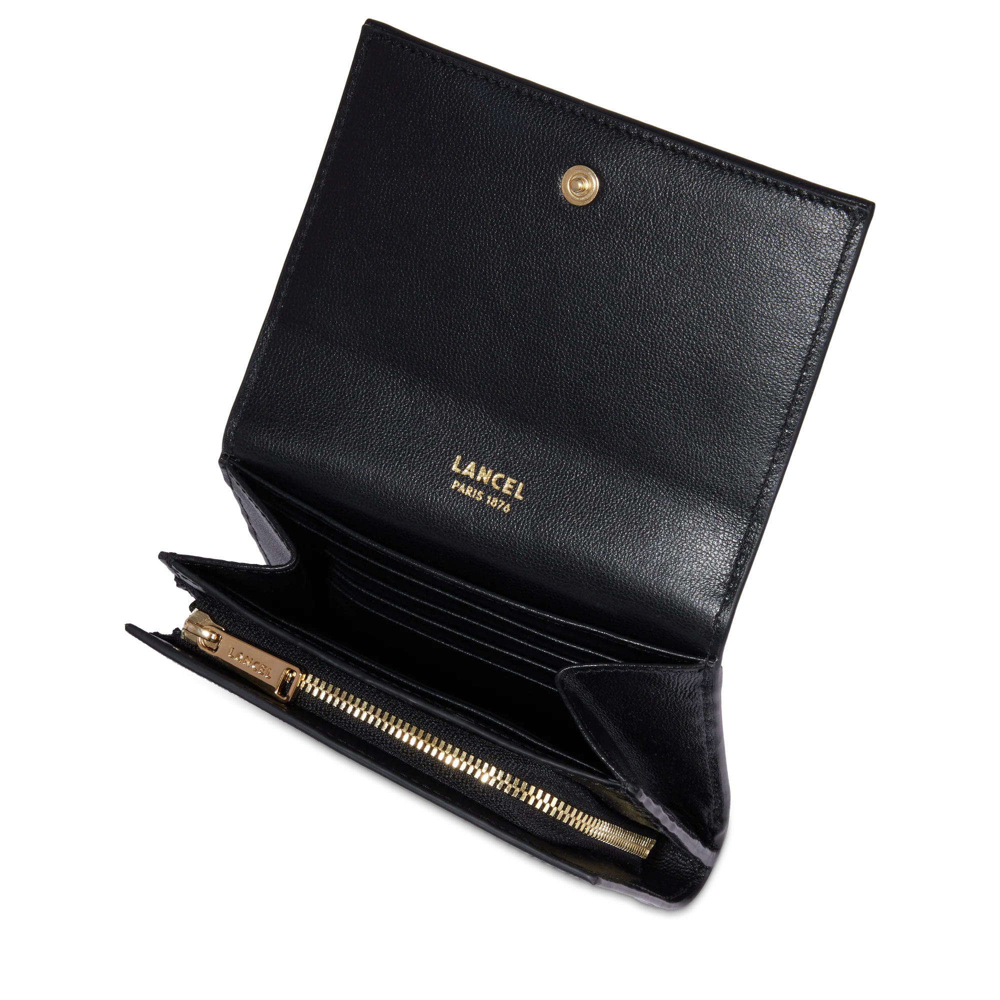 Portefeuille compact rectangulaire rabat Billie de Lancel-Noir