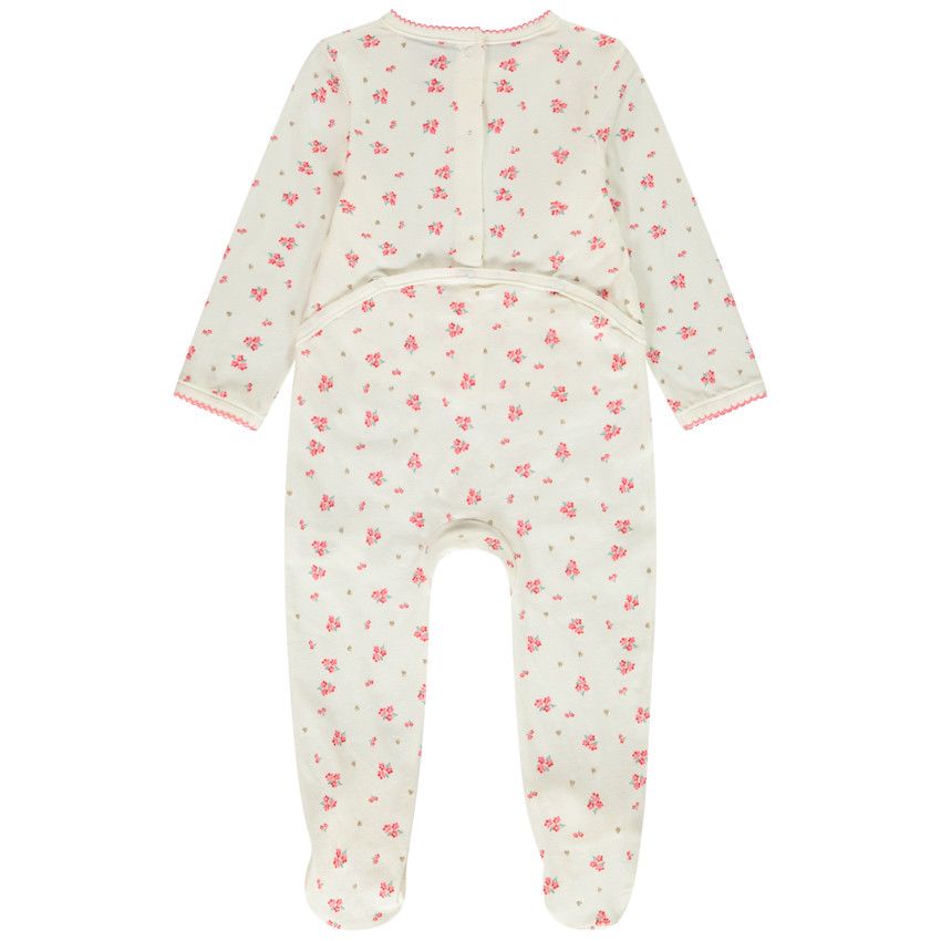 Dors-bien en jersey imprimé fleuri pour bébé fille - Ecru