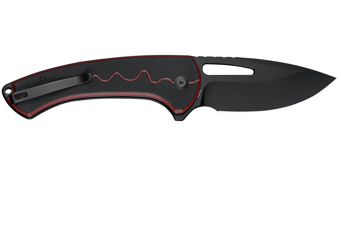 SENCUT Squiggy S24082A-3 Black Coating, Black/Burgundy G10, zakmes